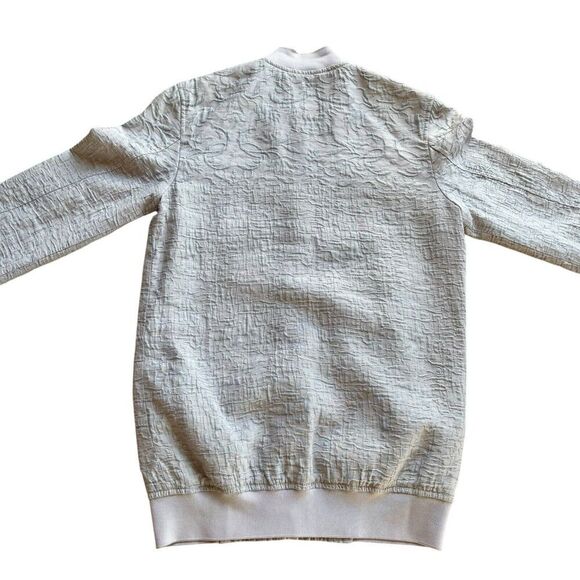 ALL SAINTS PAYTON Bomber Jacket Embossed Gray Snap Sz 2 lightweight Italian - Picture 6 of 11